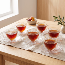 Tea Glass Cups And Saucer Set 6 Pcs