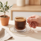 Glass Coffee Cup and Saucer Set - 6 Pcs