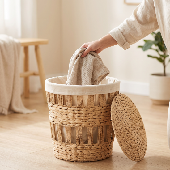 Straw Laundry Basket Medium