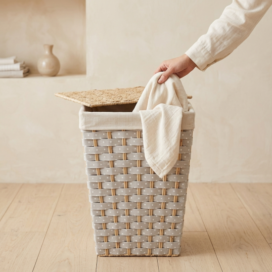 Straw Laundry Basket Medium