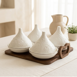 Bowl Set 4 Pcs with Wooden Stand
