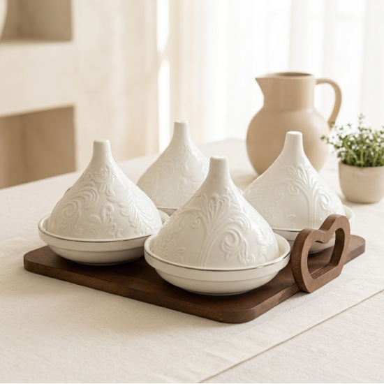 Bowl Set 4 Pcs with Wooden Stand