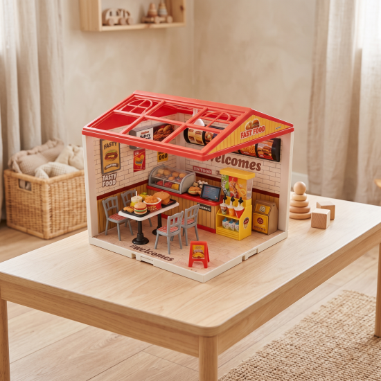 Fast Food Shop Dollhouse Set 125 Pieces