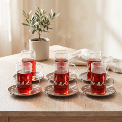 Glass Cups And Saucer Set 6 Pcs