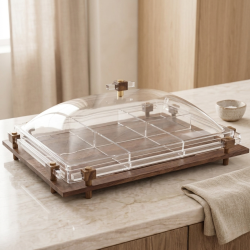 Wooden & Acrylic Six-Section Serving Platter