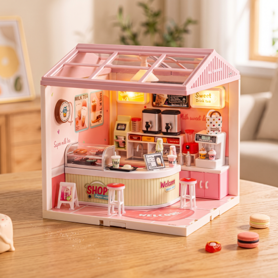 Milk Tea Shop Dollhouse Set 138 Pieces