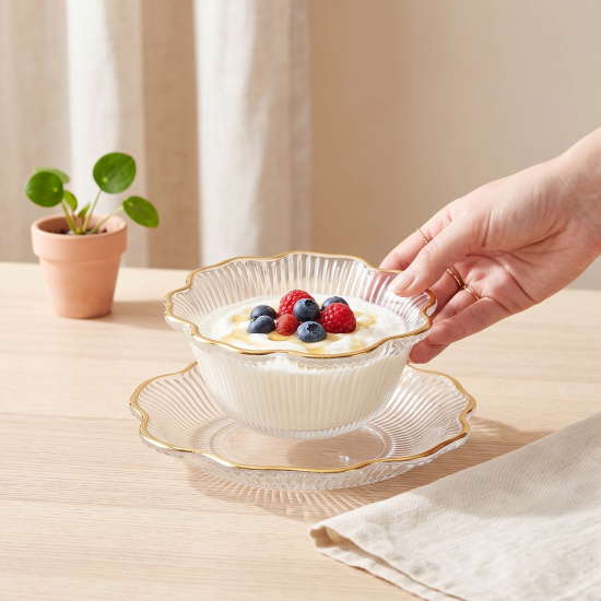 Glass Bowls And Saucer 6 Pcs