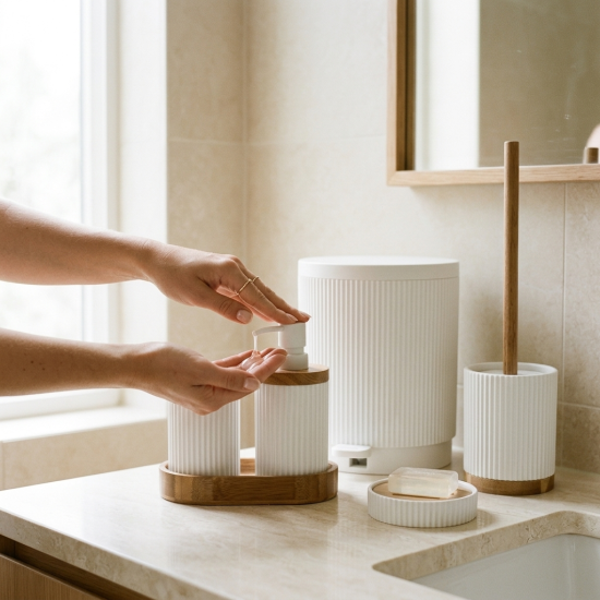 Plastic Bathroom Set - 6 Pcs