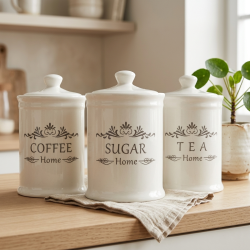Porcelain Spice Jar Set - 3 Pcs
