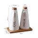Porcelain Oil Dispenser Set 2 Pcs With Wooden Stand