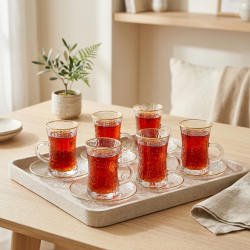 Tea Glass Cups And Saucer Set 6 Pcs