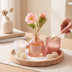 Floral Candle & Reed Diffuser Set