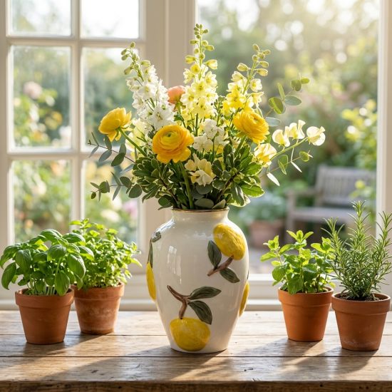 Lemon Pattern Porcelain Vase Large