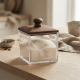 Acrylic Sugar Bowl With A Walnut Wood Lid