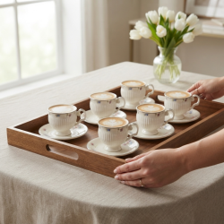 Coffee Cup and Saucer Set - 6 Pcs