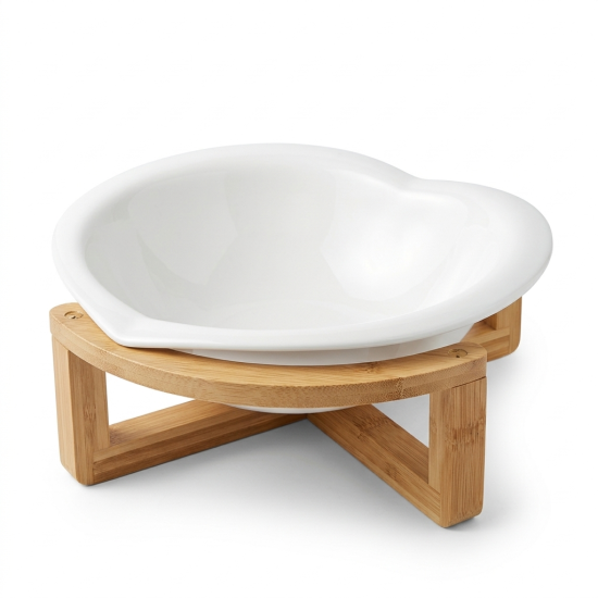 Porcelain Bowl with Wooden Stand