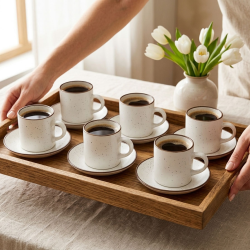 Porcelain Coffee Cup and Saucer Set - 6 Pcs