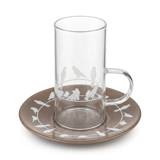 Glass Cups And Saucer Set 6 Pcs
