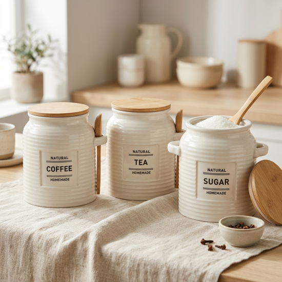 Porcelain Spice Jar Set - 3 Pcs
