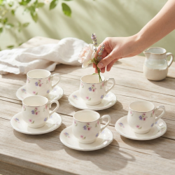 Coffee Cup and Saucer Set - 6 Pcs