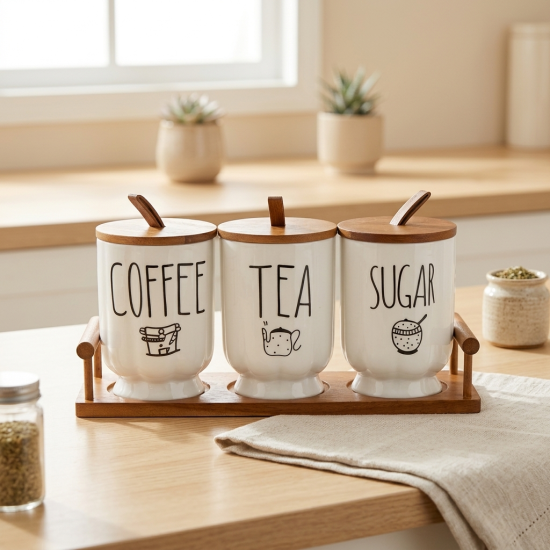 Porcelain Spice Jar Set - 3 Pcs