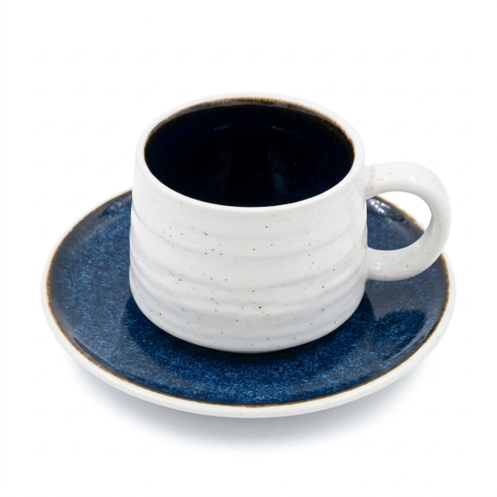 Porcelain Coffee Cup and Saucer Set - 6 Pcs