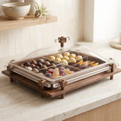 Wooden & Acrylic Four-Section Serving Platter