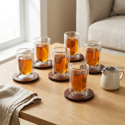 Glass Cups And Saucer Set 6 Pcs
