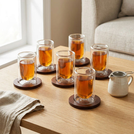 Glass Cups And Saucer Set 6 Pcs